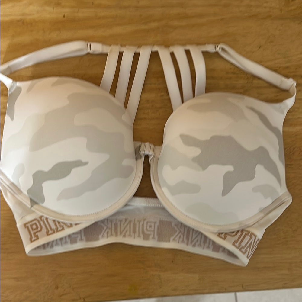 PINK Victoria's Secret Cream and Gray Bra Intimates